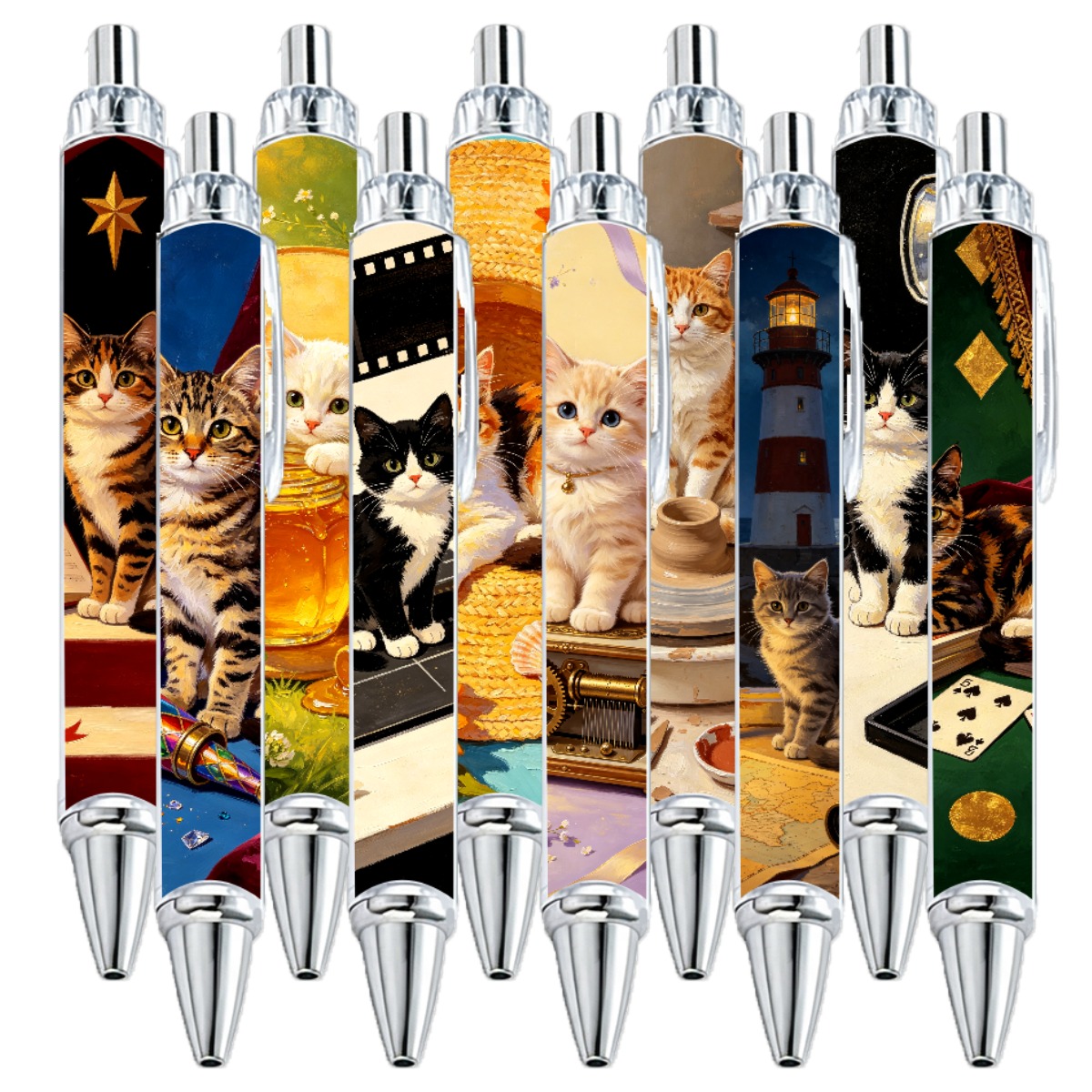 Retro Oil Painting Cat Neutral Pens