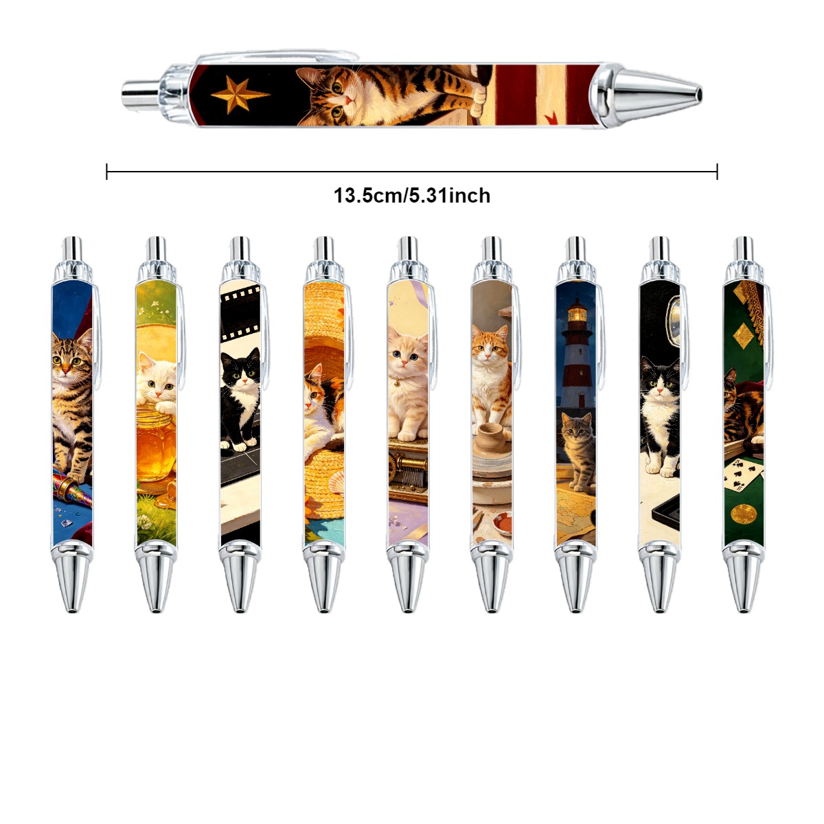 Retro Oil Painting Cat Neutral Pens