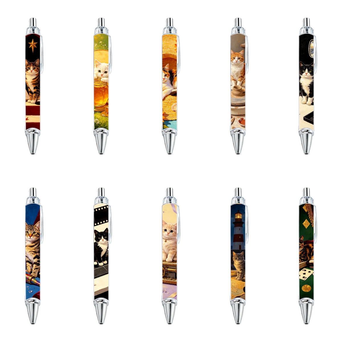 Retro Oil Painting Cat Neutral Pens