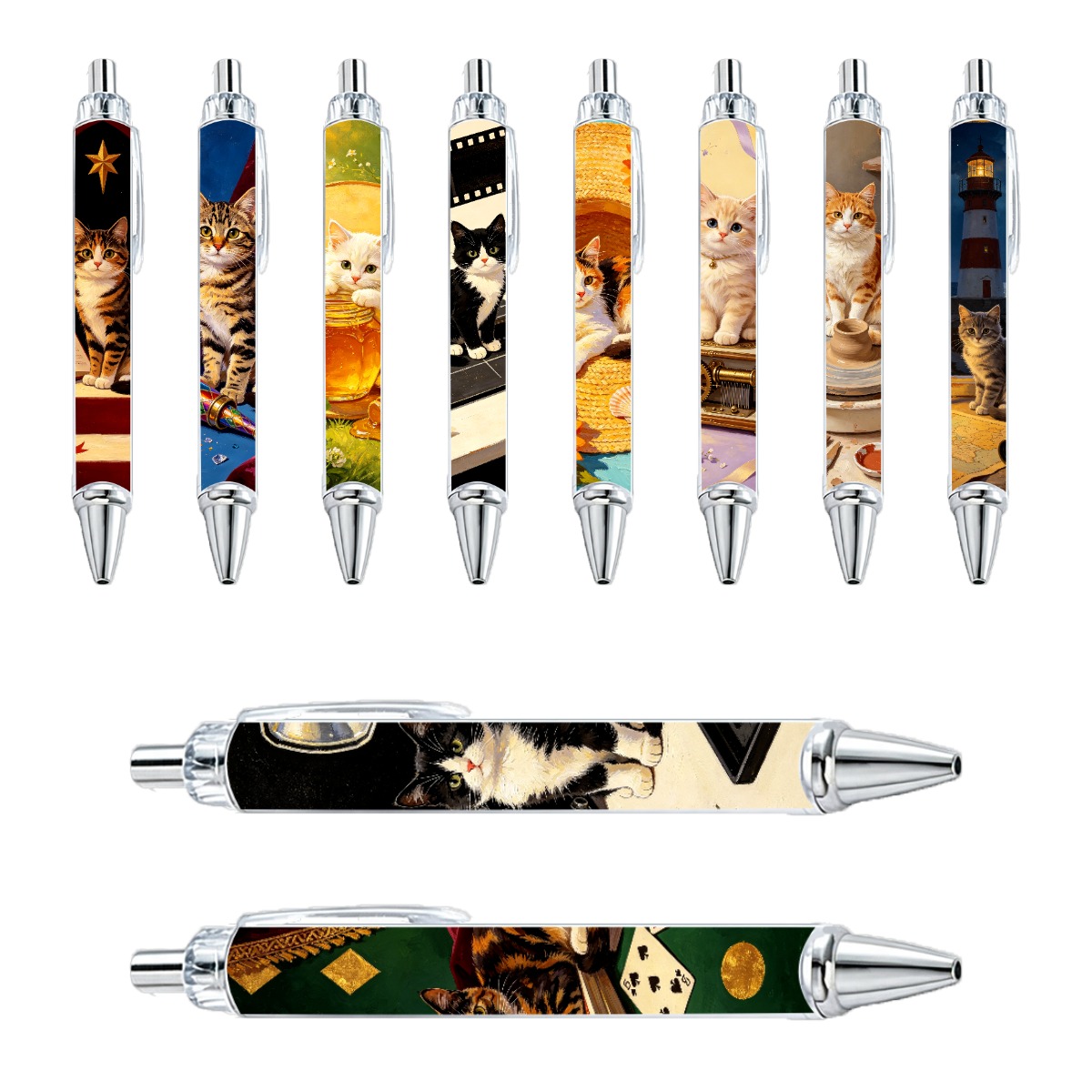 Retro Oil Painting Cat Neutral Pens