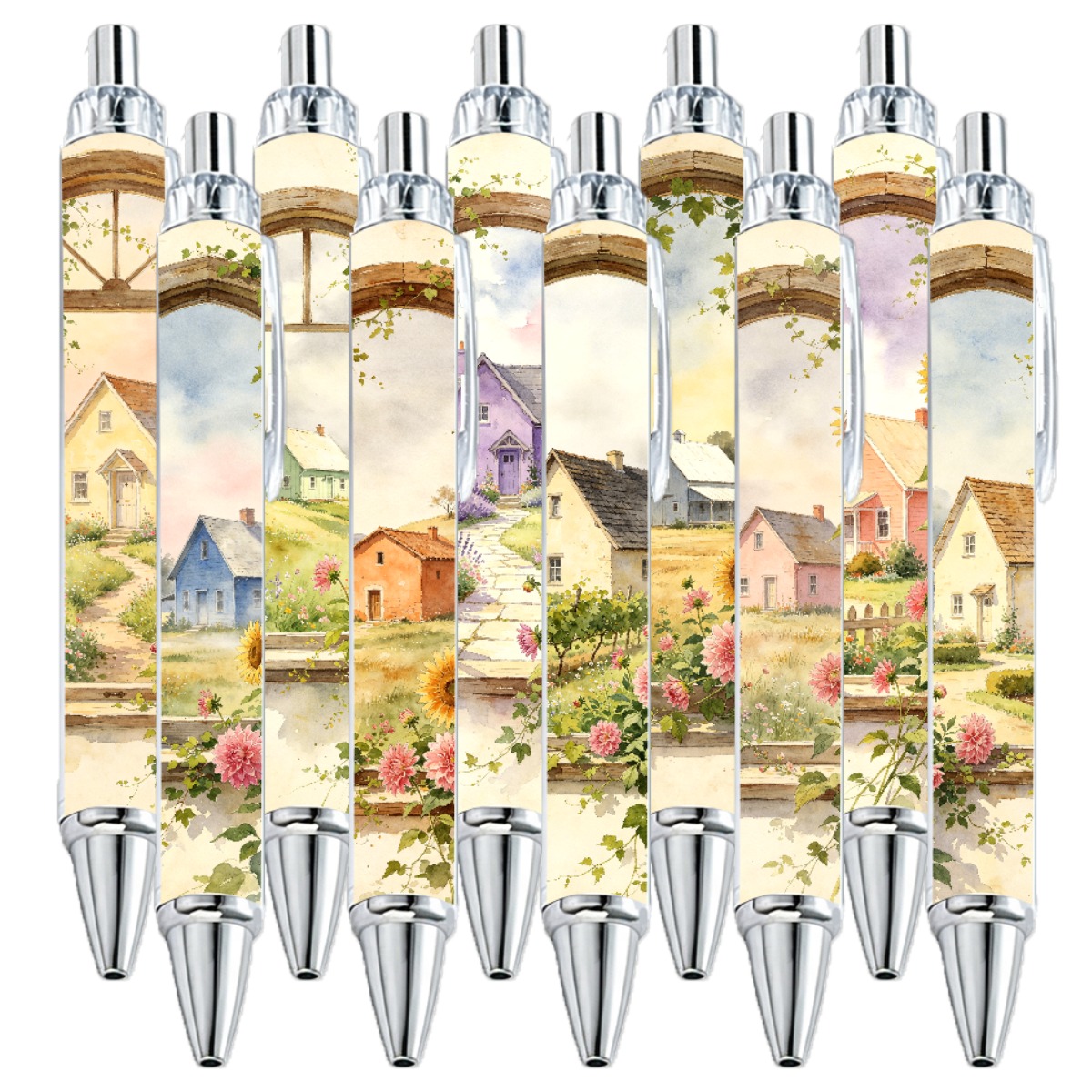 Watercolor Village Retractable Pens