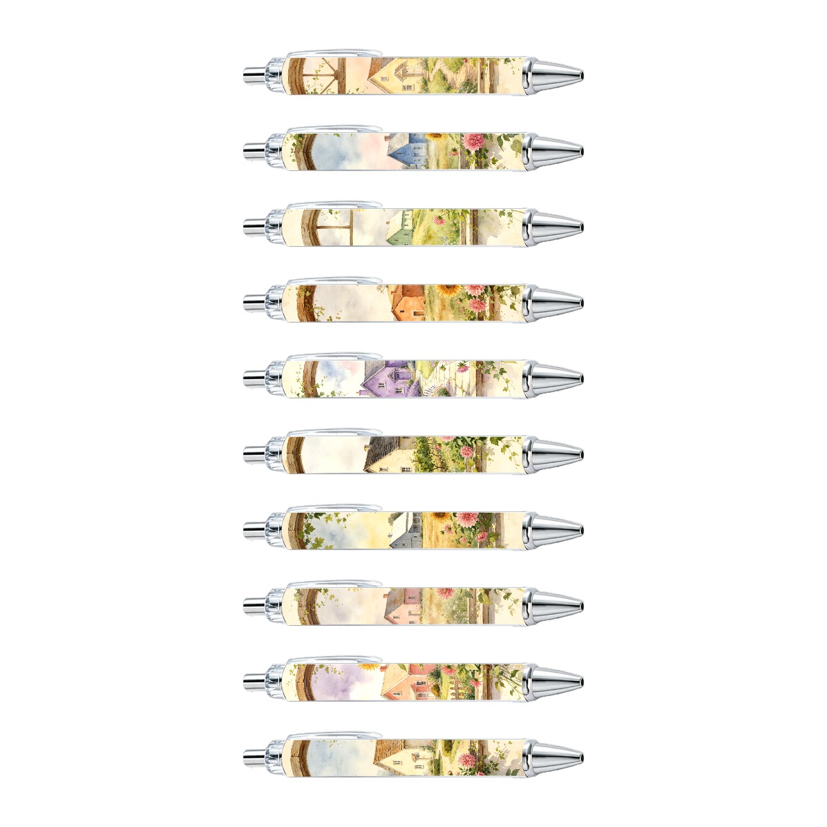 Watercolor Village Retractable Pens