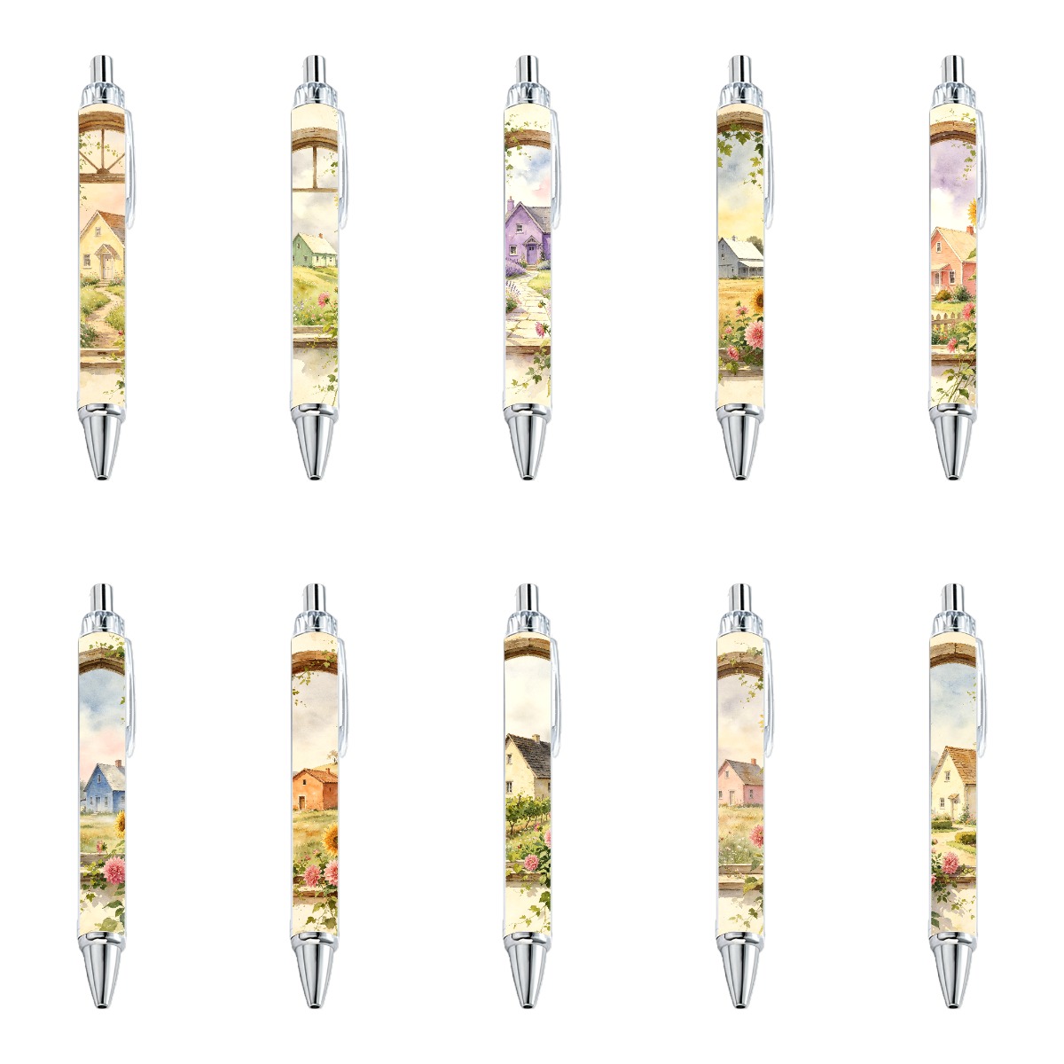 Watercolor Village Retractable Pens