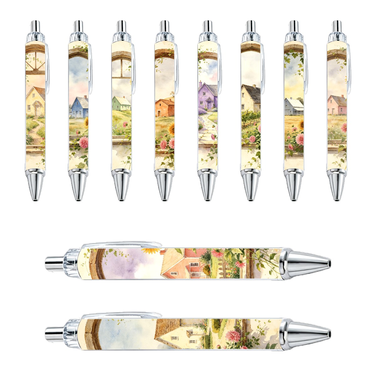 Watercolor Village Retractable Pens