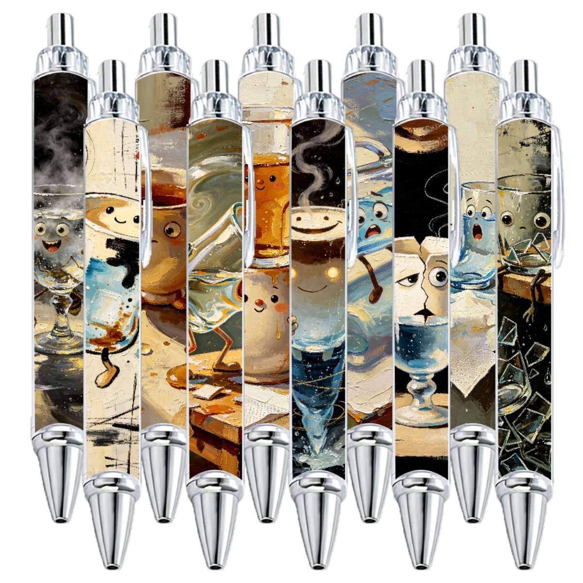 Beverage-Themed Ballpoint Pens - 10-Pack
