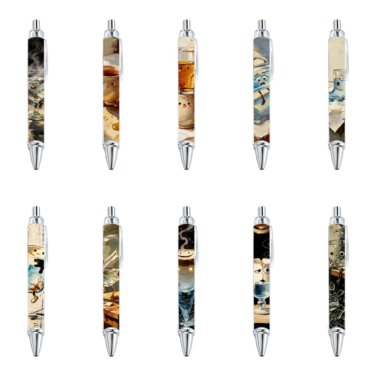 Beverage-Themed Ballpoint Pens - 10-Pack