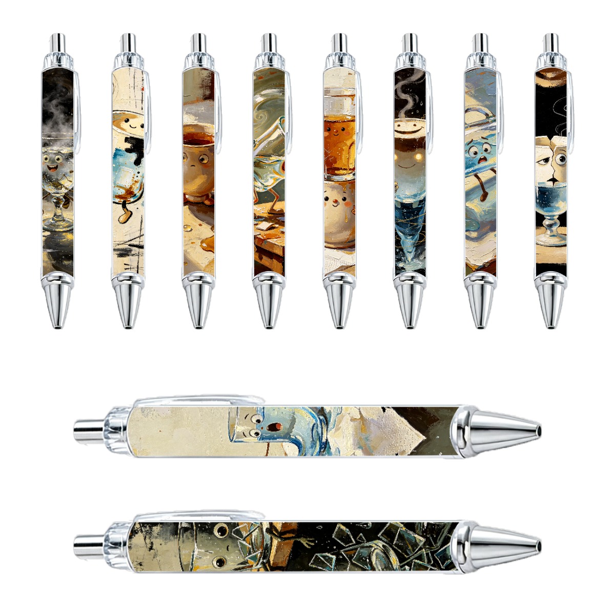 Beverage-Themed Ballpoint Pens - 10-Pack