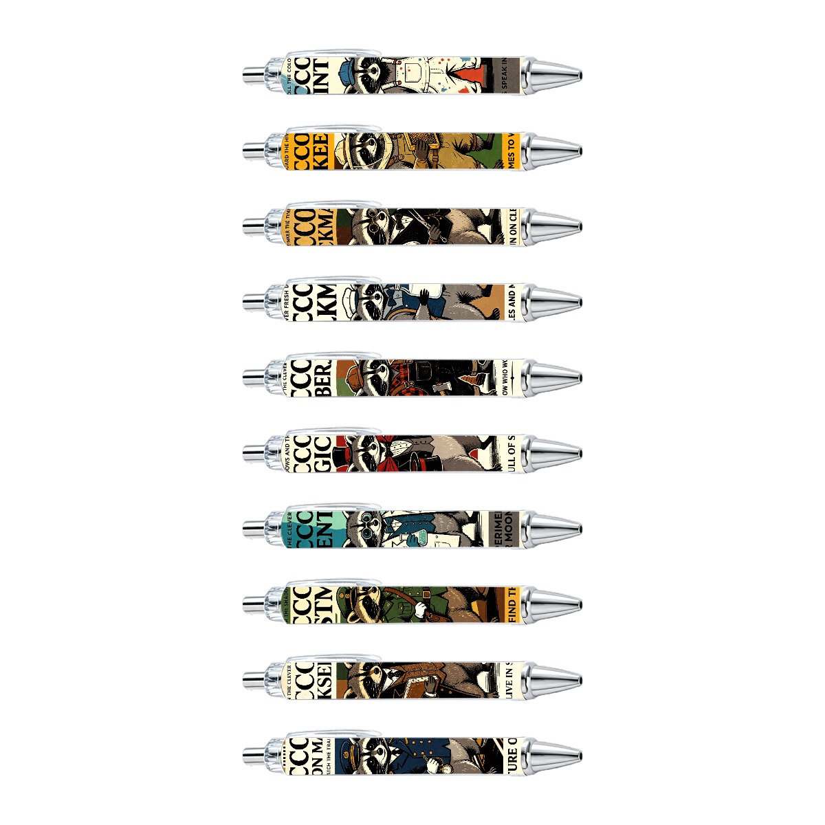 Raccoon Detective Theme Retractable Gel Pens - 10-Pack