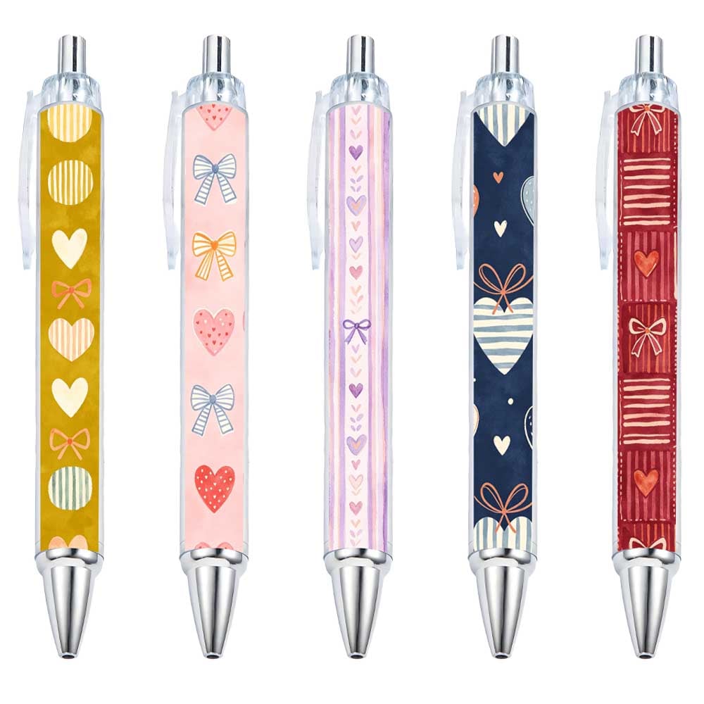 Multi-Color Heart Design Ballpoint Pen - 10-Pack