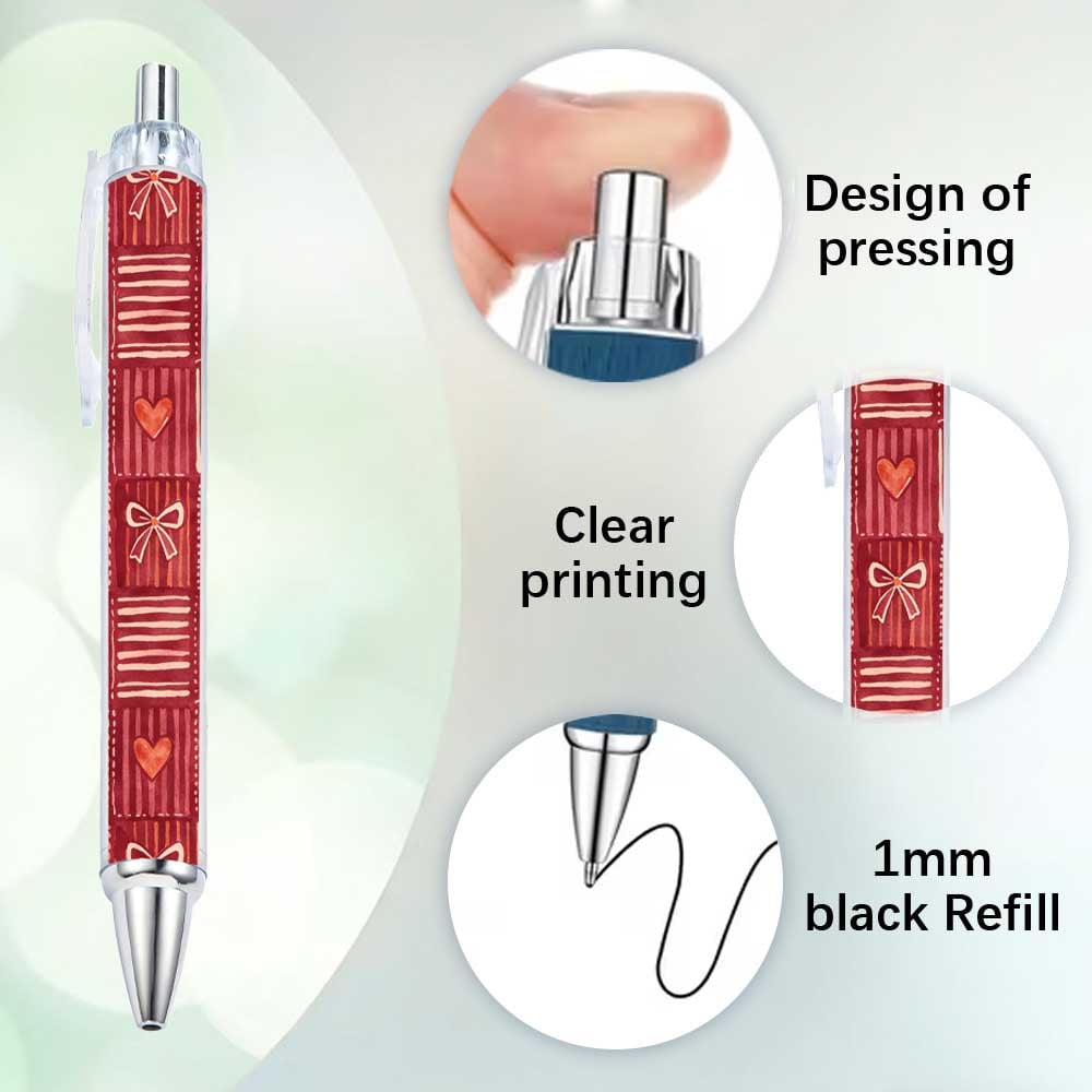 Multi-Color Heart Design Ballpoint Pen - 10-Pack