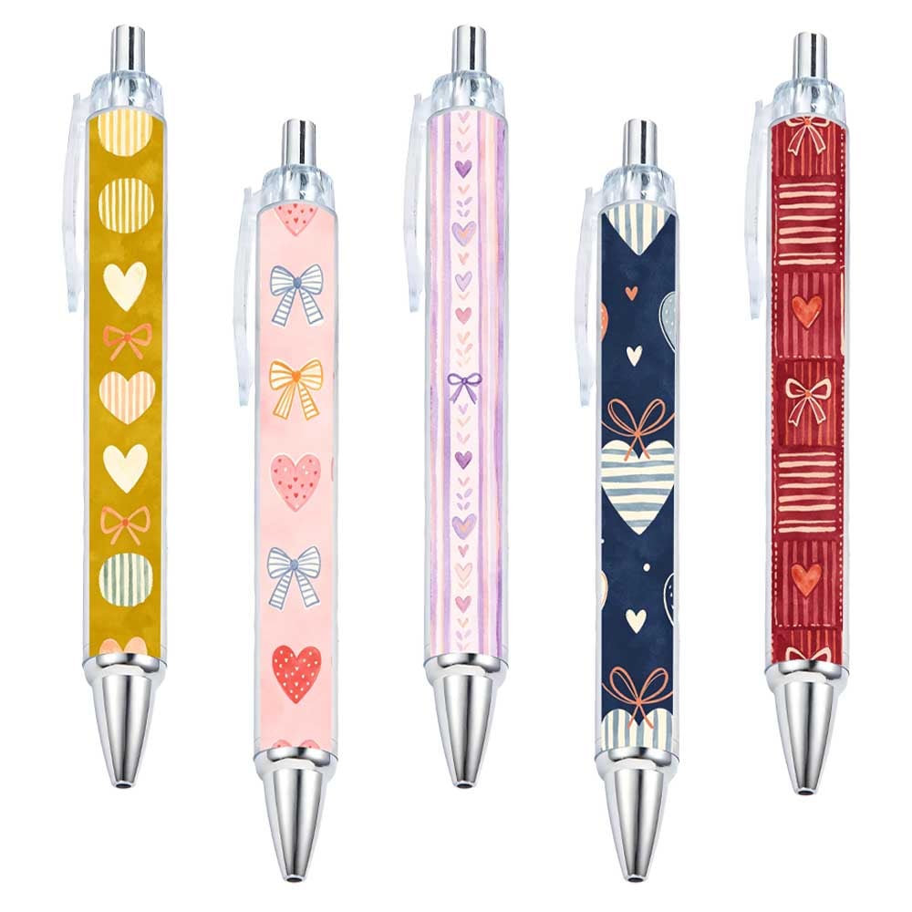 Multi-Color Heart Design Ballpoint Pen - 10-Pack