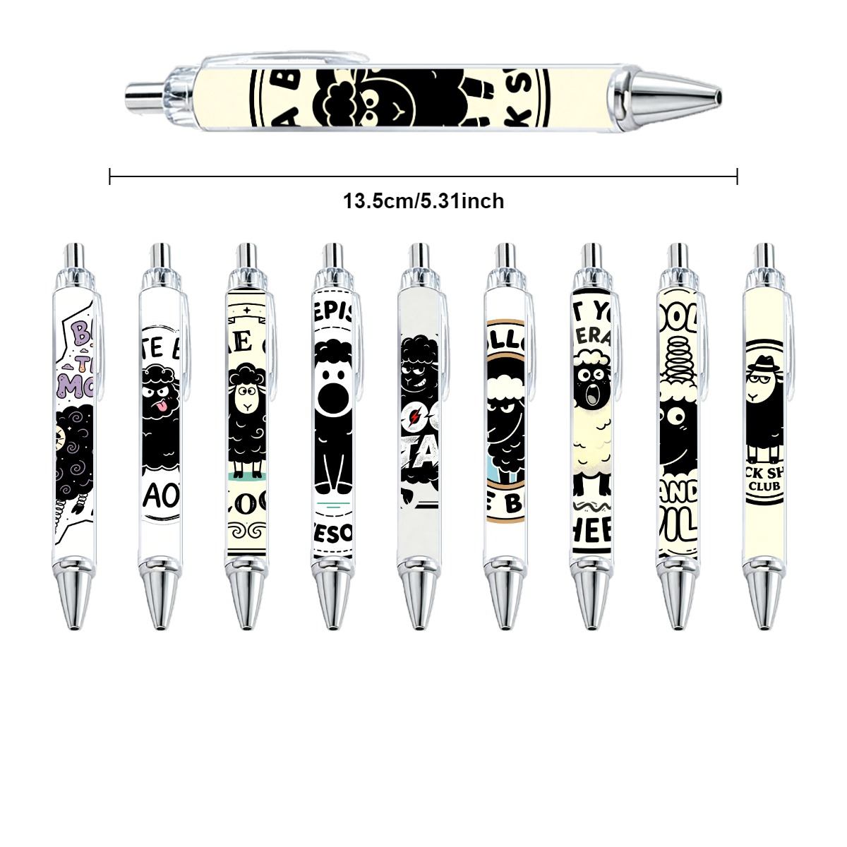Black Sheep Cartoon Gel Pens - 10-Pack