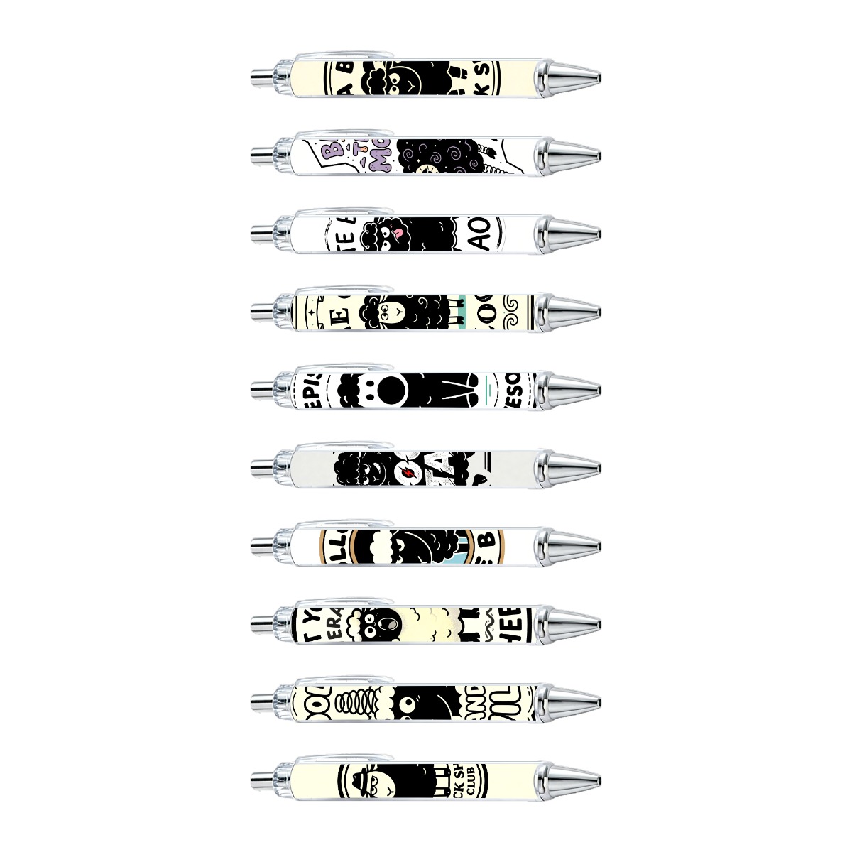 Black Sheep Cartoon Gel Pens - 10-Pack