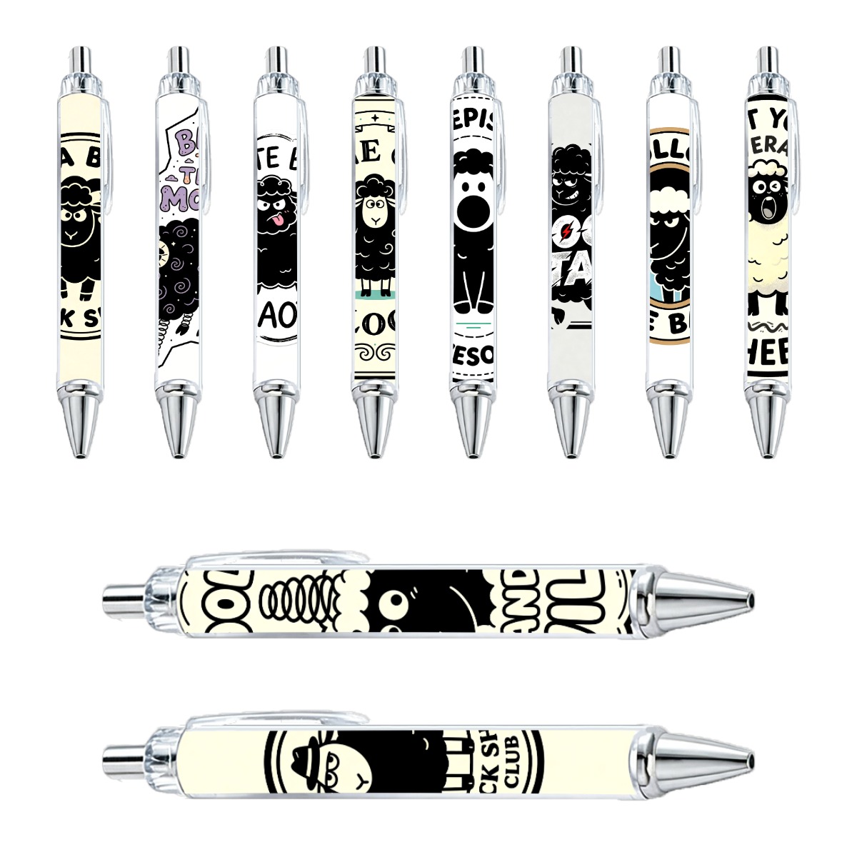 Black Sheep Cartoon Gel Pens - 10-Pack