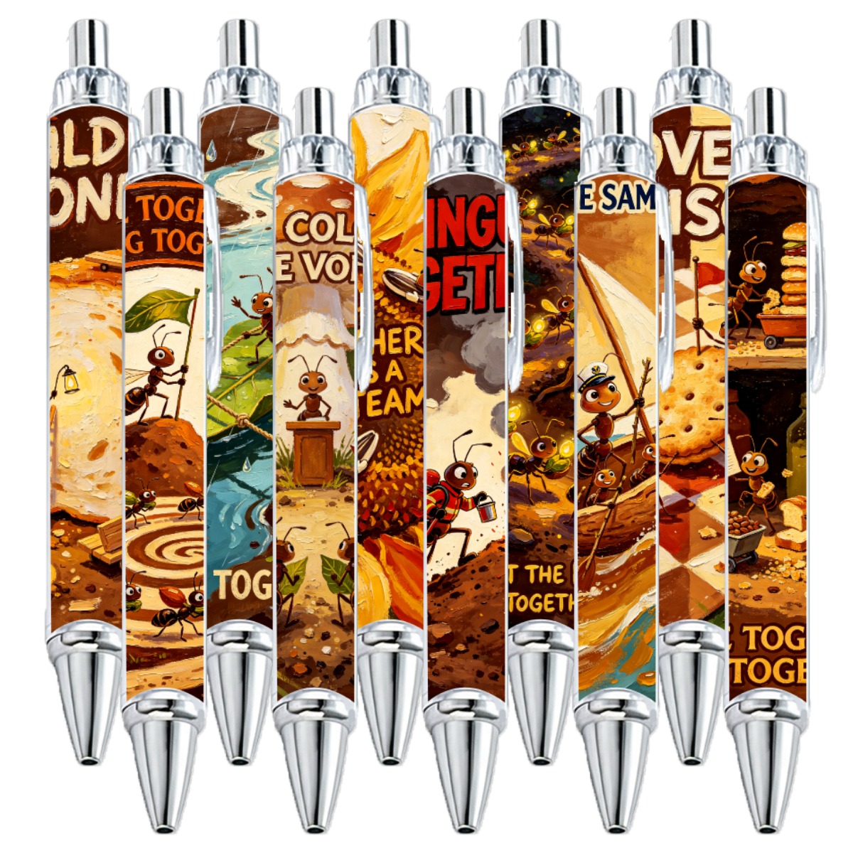 Ant-Themed Ballpoint Pens - 10-Pack