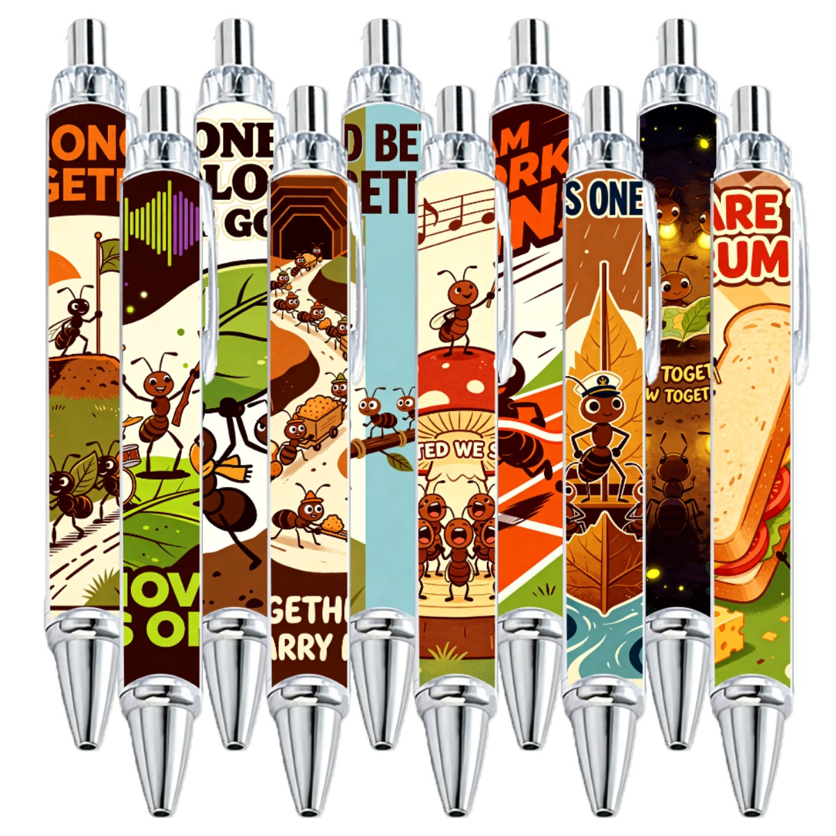 Ant-Themed Trendy Gel Pens - 10-Pack