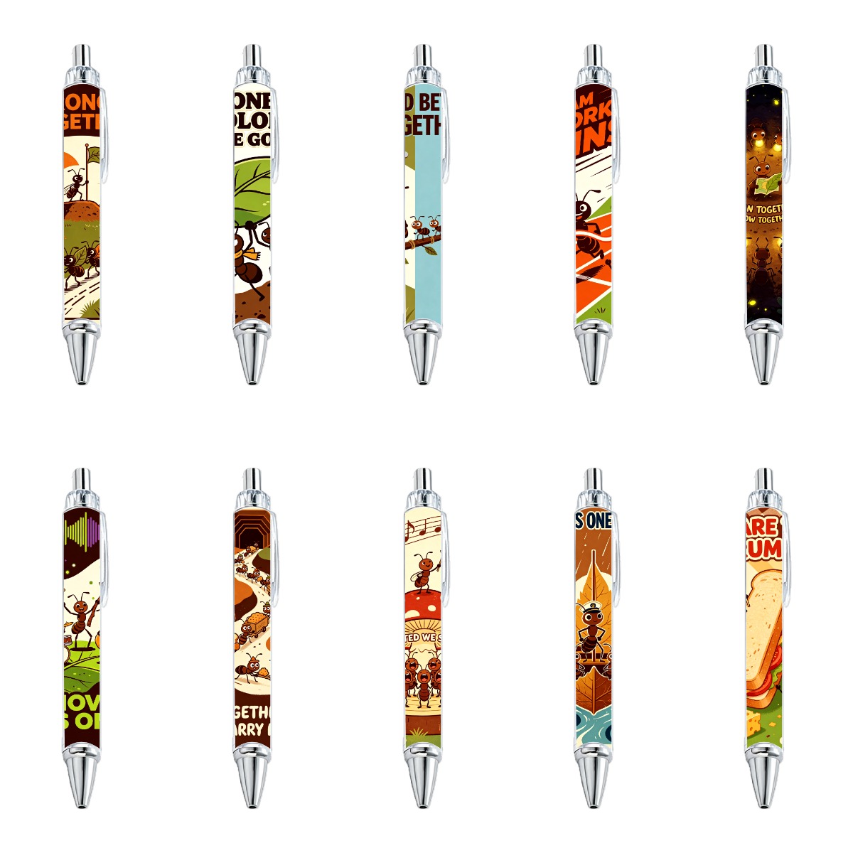 Ant-Themed Trendy Gel Pens - 10-Pack