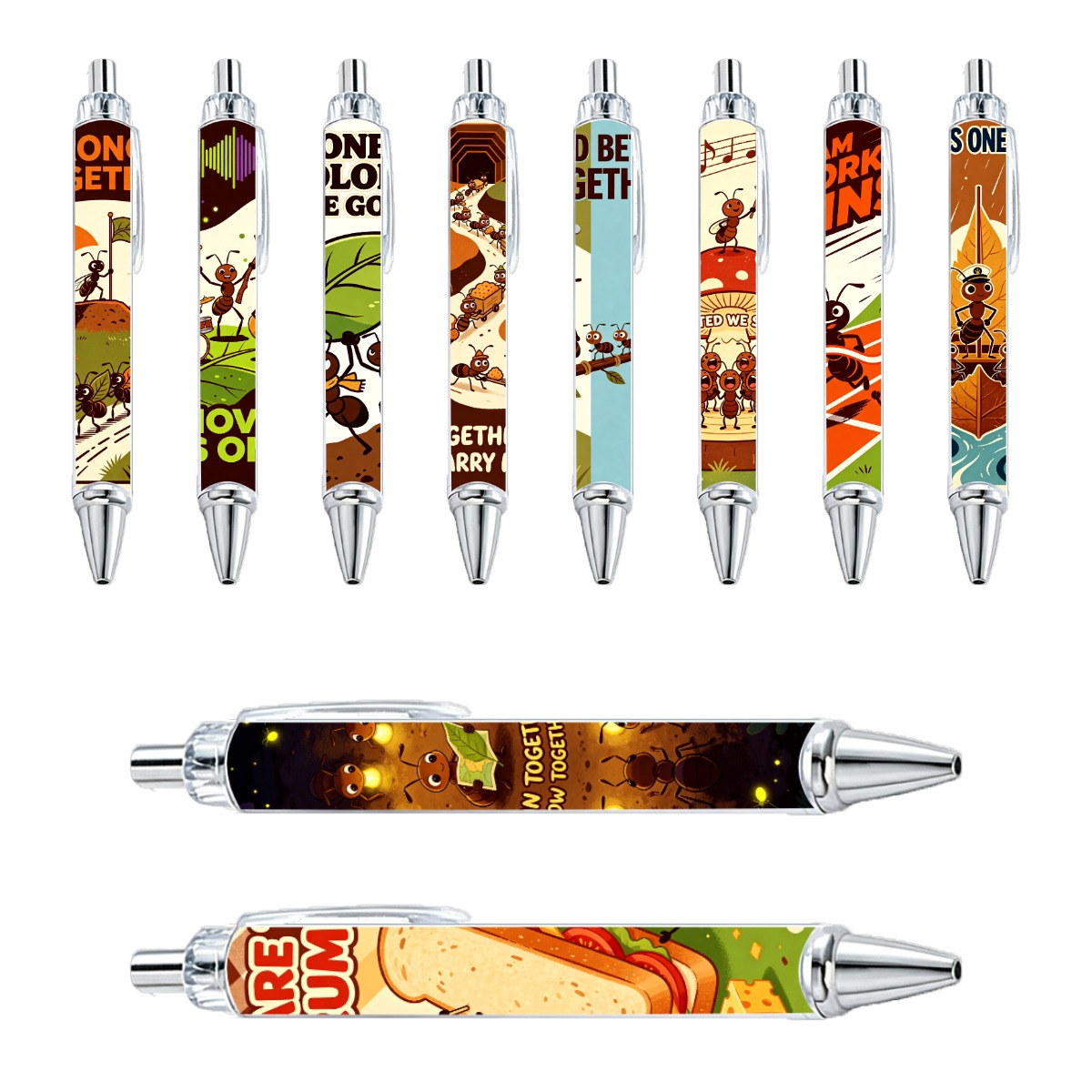 Ant-Themed Trendy Gel Pens - 10-Pack