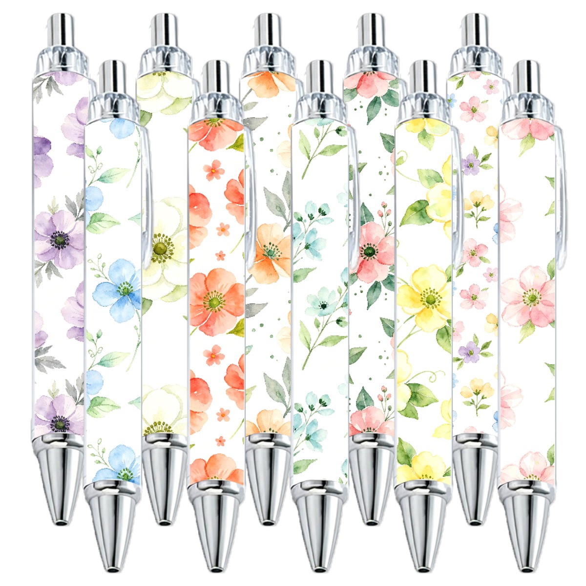 Floral Watercolor Retractable Gel Pens - 10-Pack
