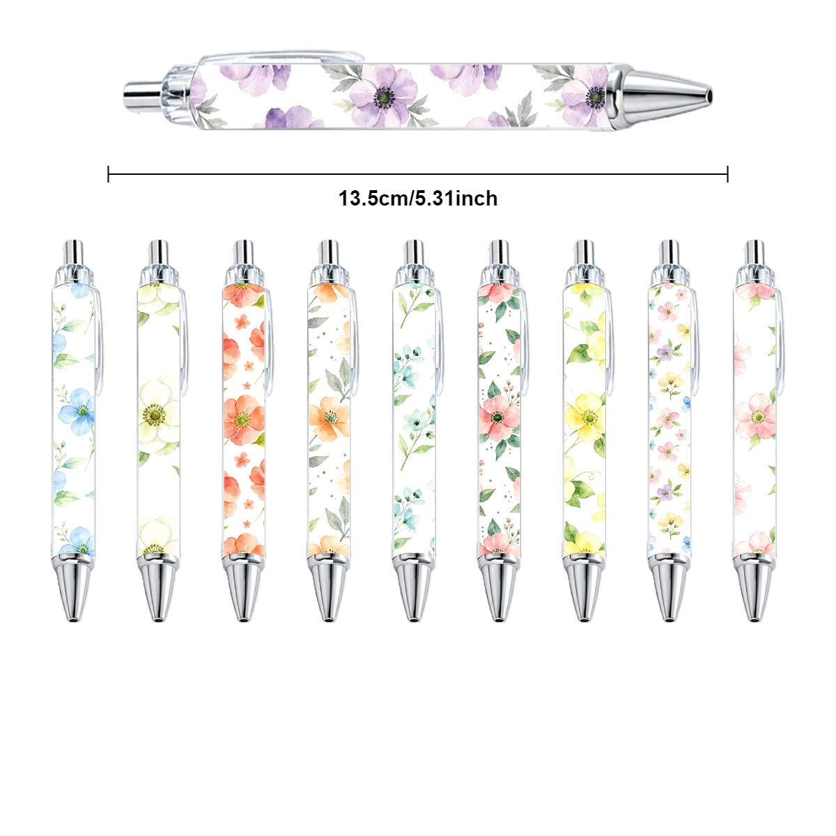Floral Watercolor Retractable Gel Pens - 10-Pack
