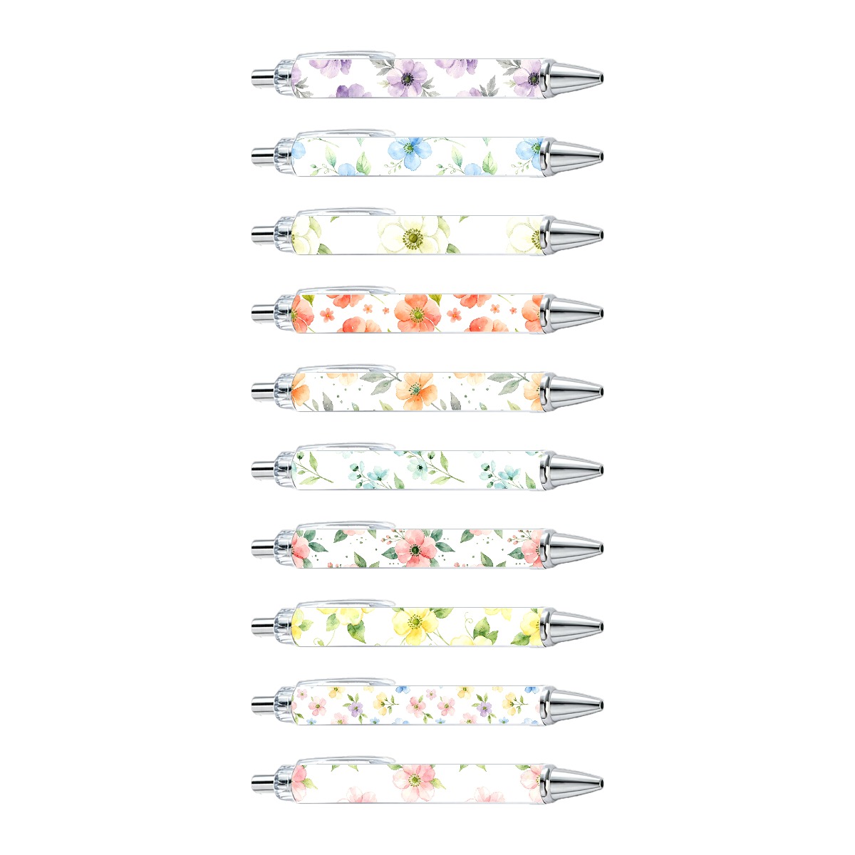 Floral Watercolor Retractable Gel Pens - 10-Pack