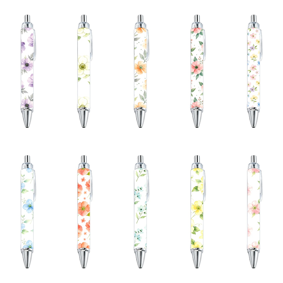 Floral Watercolor Retractable Gel Pens - 10-Pack