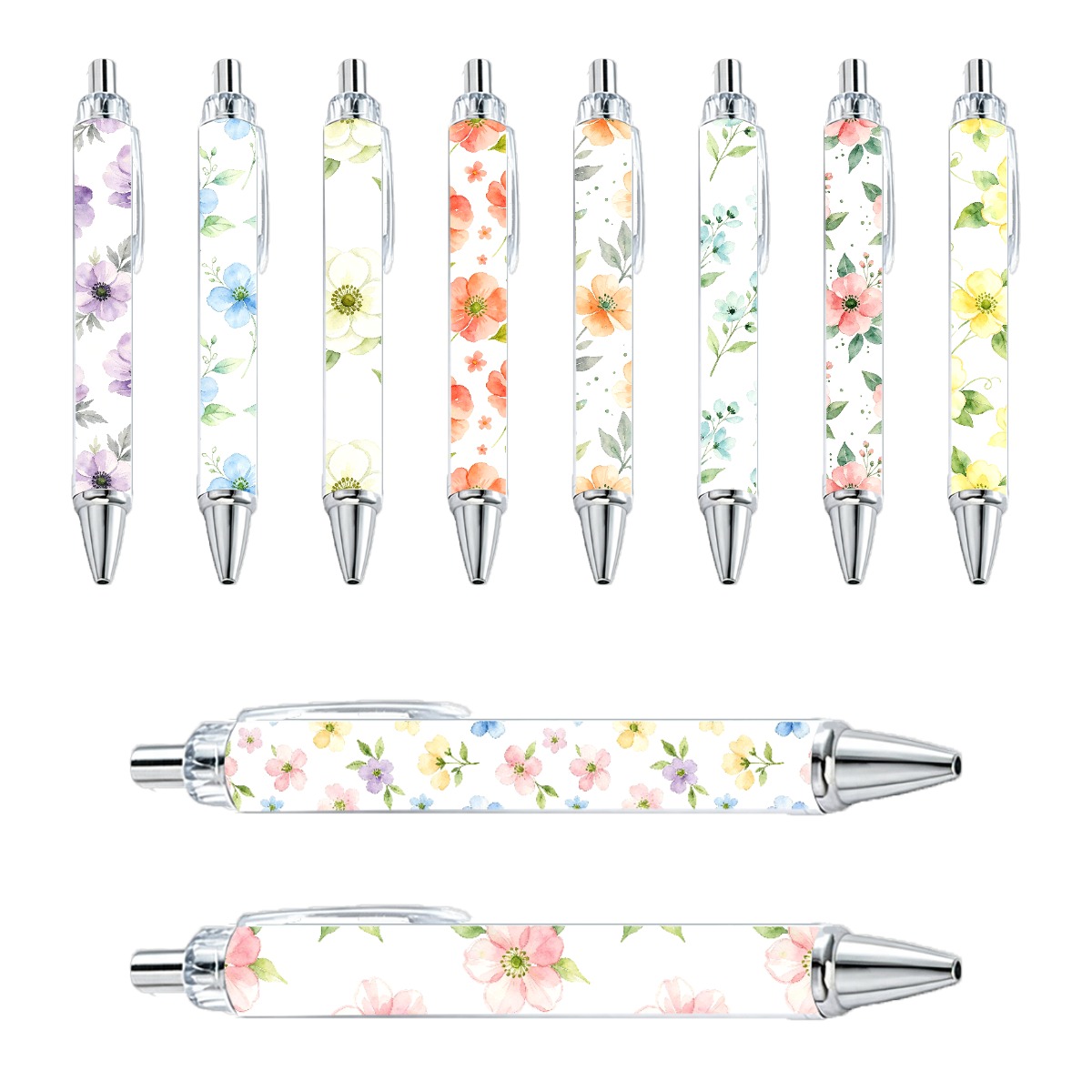 Floral Watercolor Retractable Gel Pens - 10-Pack