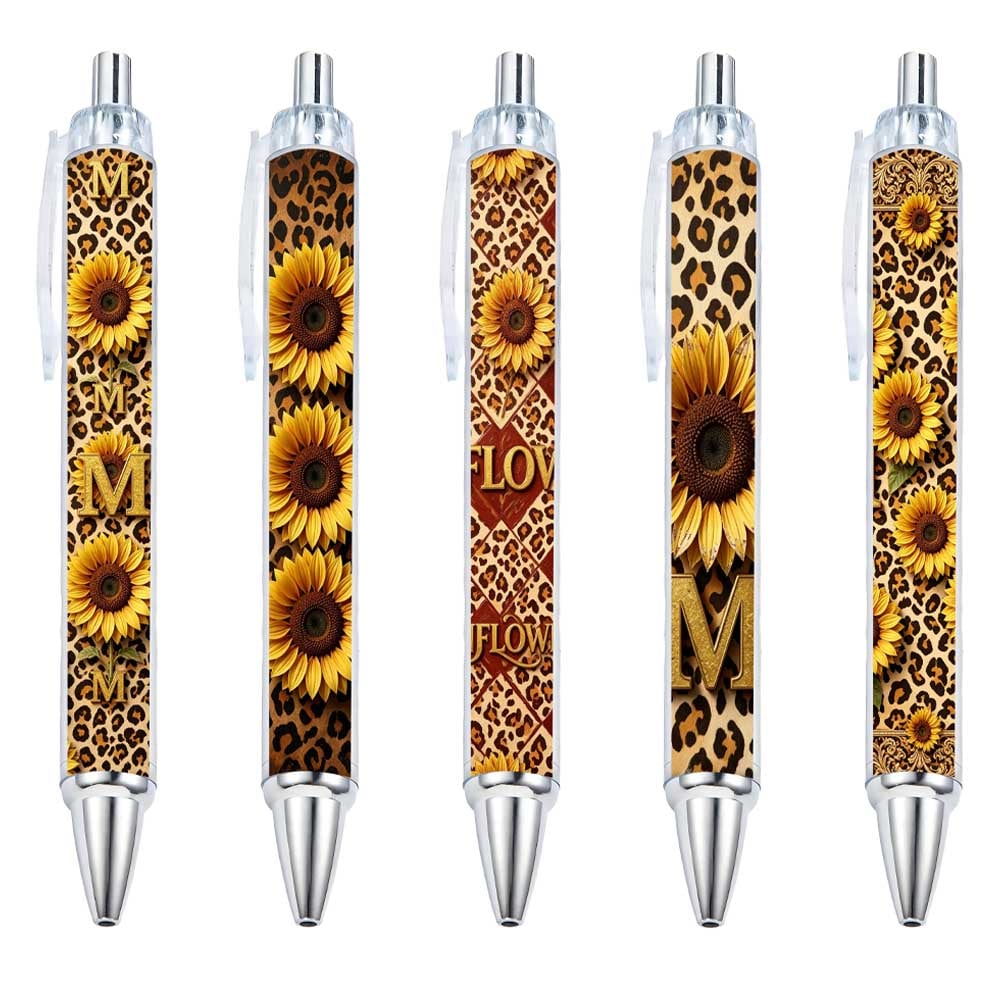 Sunflower And Leopard Print Ballpoint Pens - 10-Pack