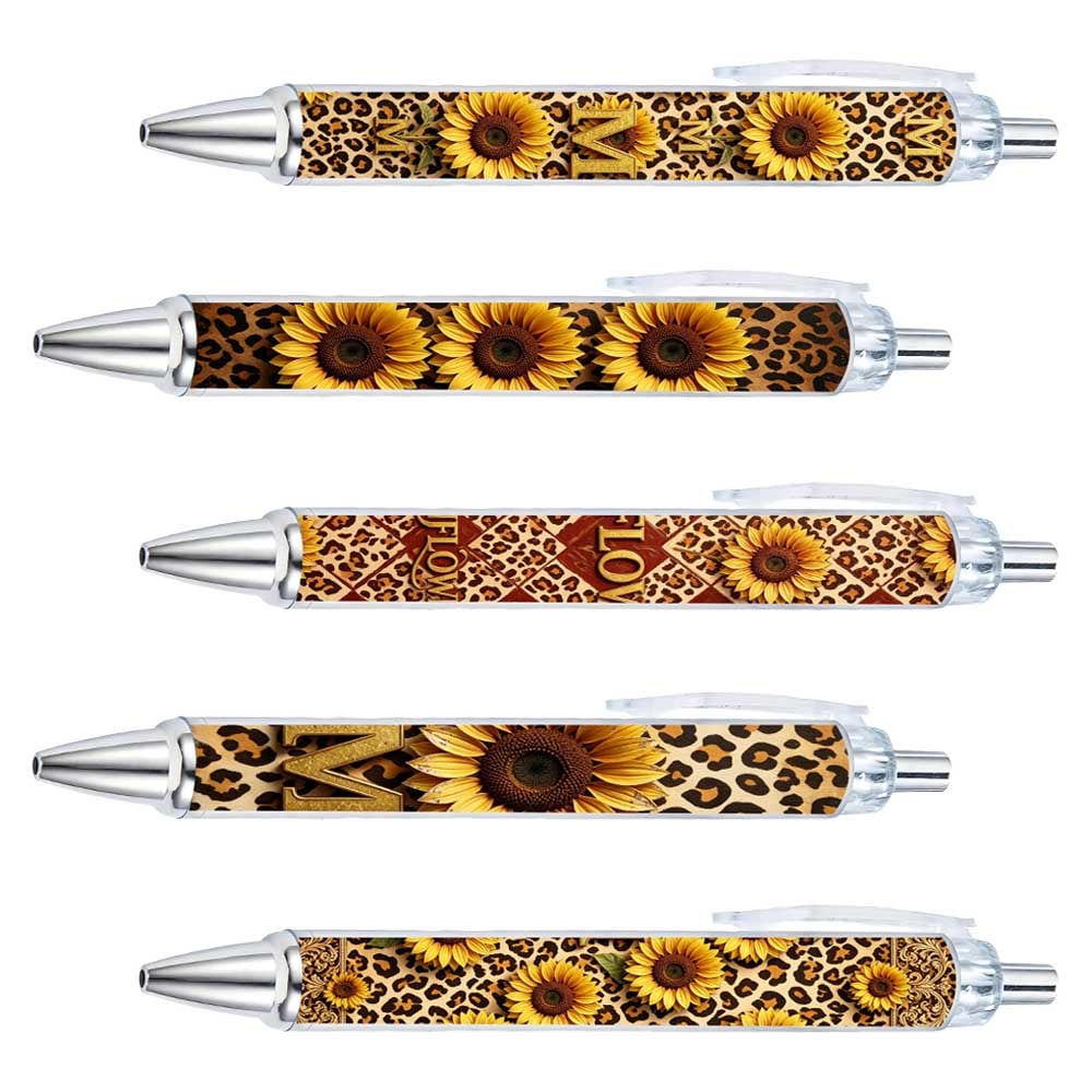 Sunflower And Leopard Print Ballpoint Pens - 10-Pack