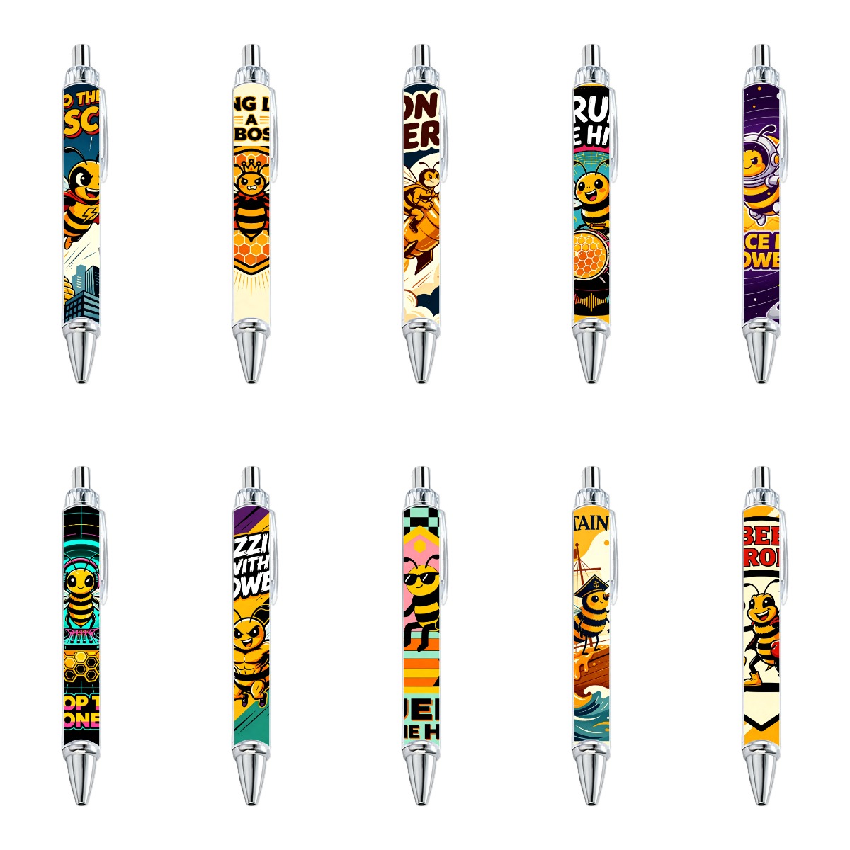Bee-Themed Gel Pens - 10-Pack