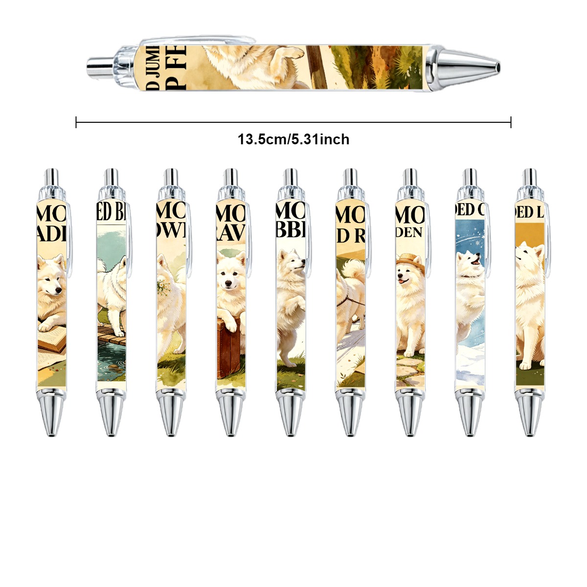 Samoyed Dog Art Gel Pens - 10-Pack