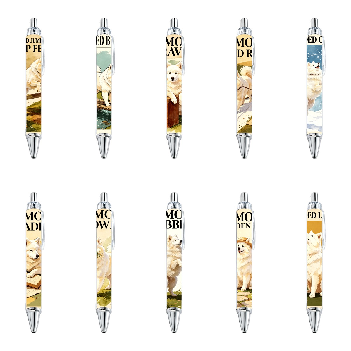 Samoyed Dog Art Gel Pens - 10-Pack