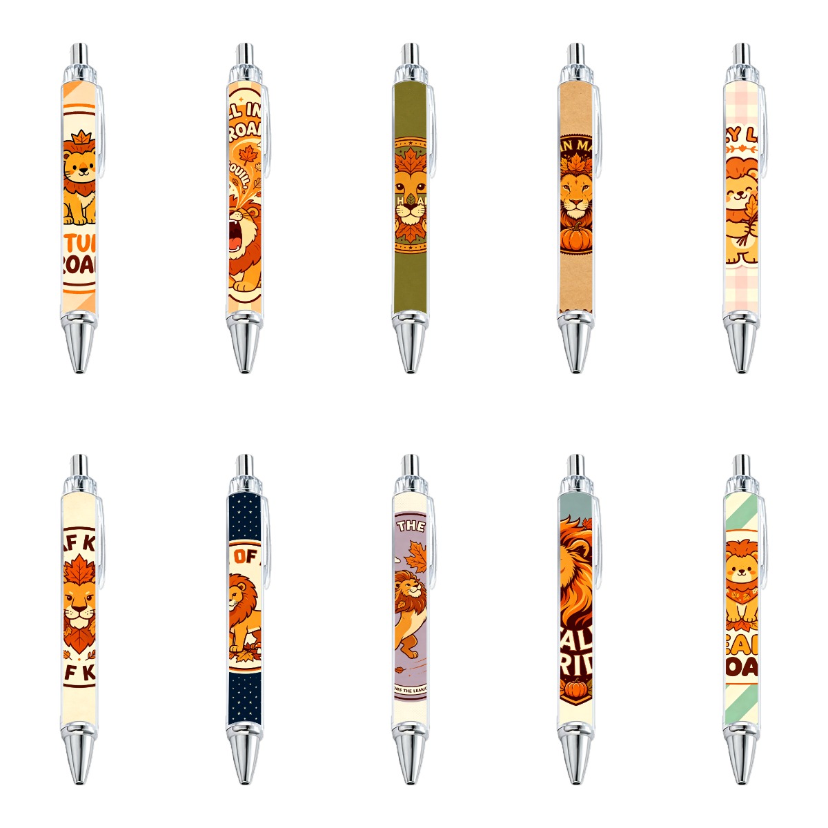 Autumn Lion Art Gel Pens - 10-Pack
