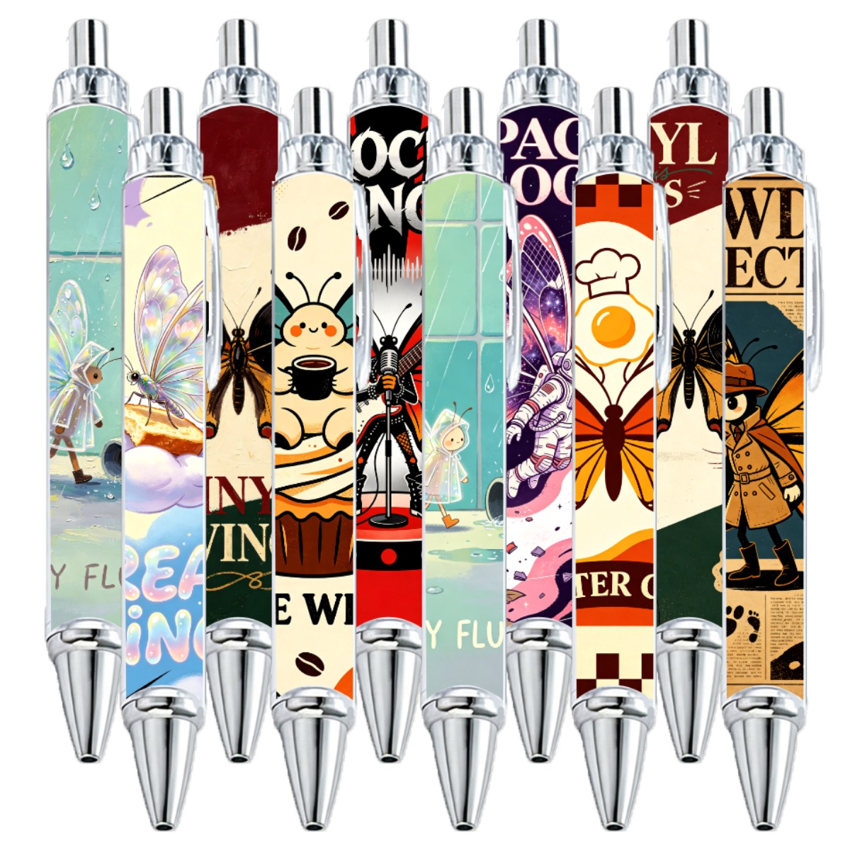 Butterfly Motif Gel Pens - 10-Pack
