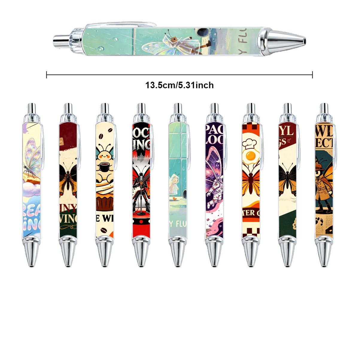 Butterfly Motif Gel Pens - 10-Pack
