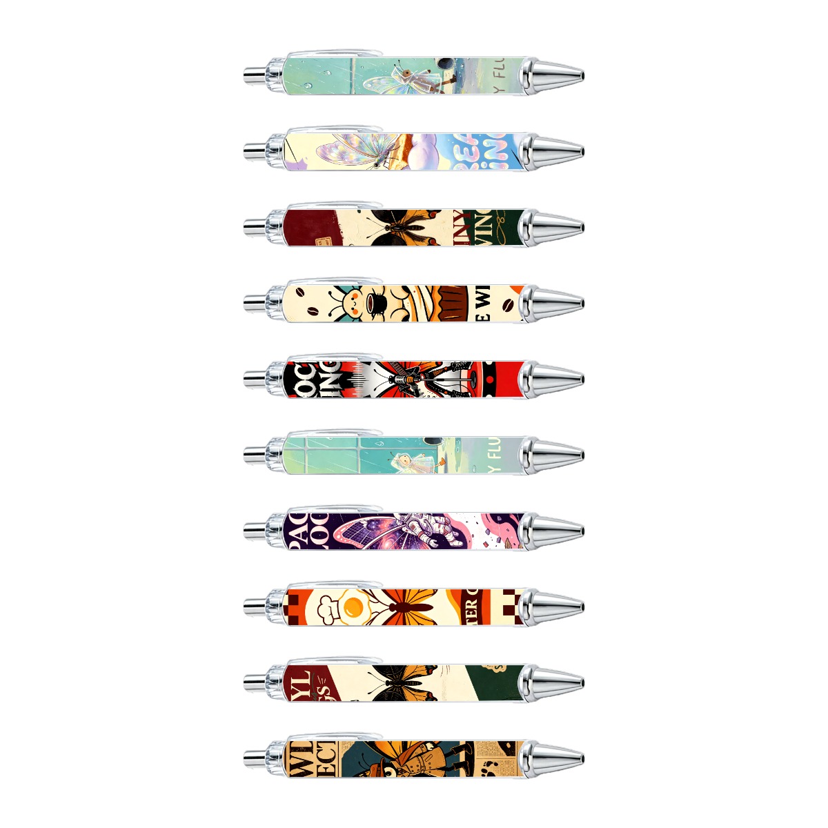 Butterfly Motif Gel Pens - 10-Pack