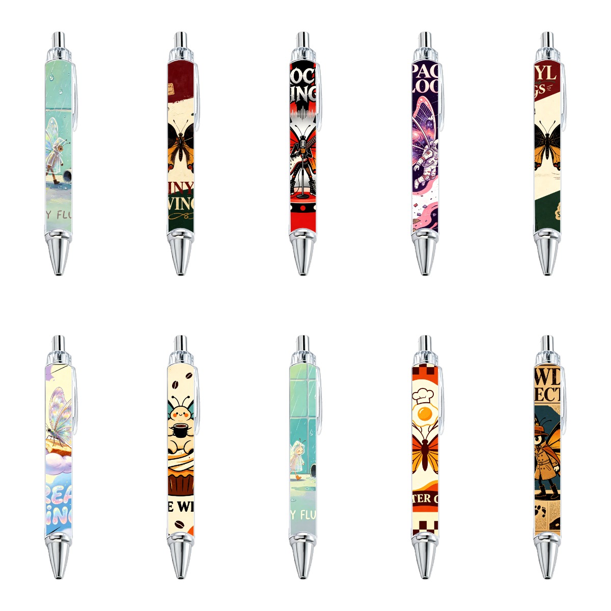 Butterfly Motif Gel Pens - 10-Pack