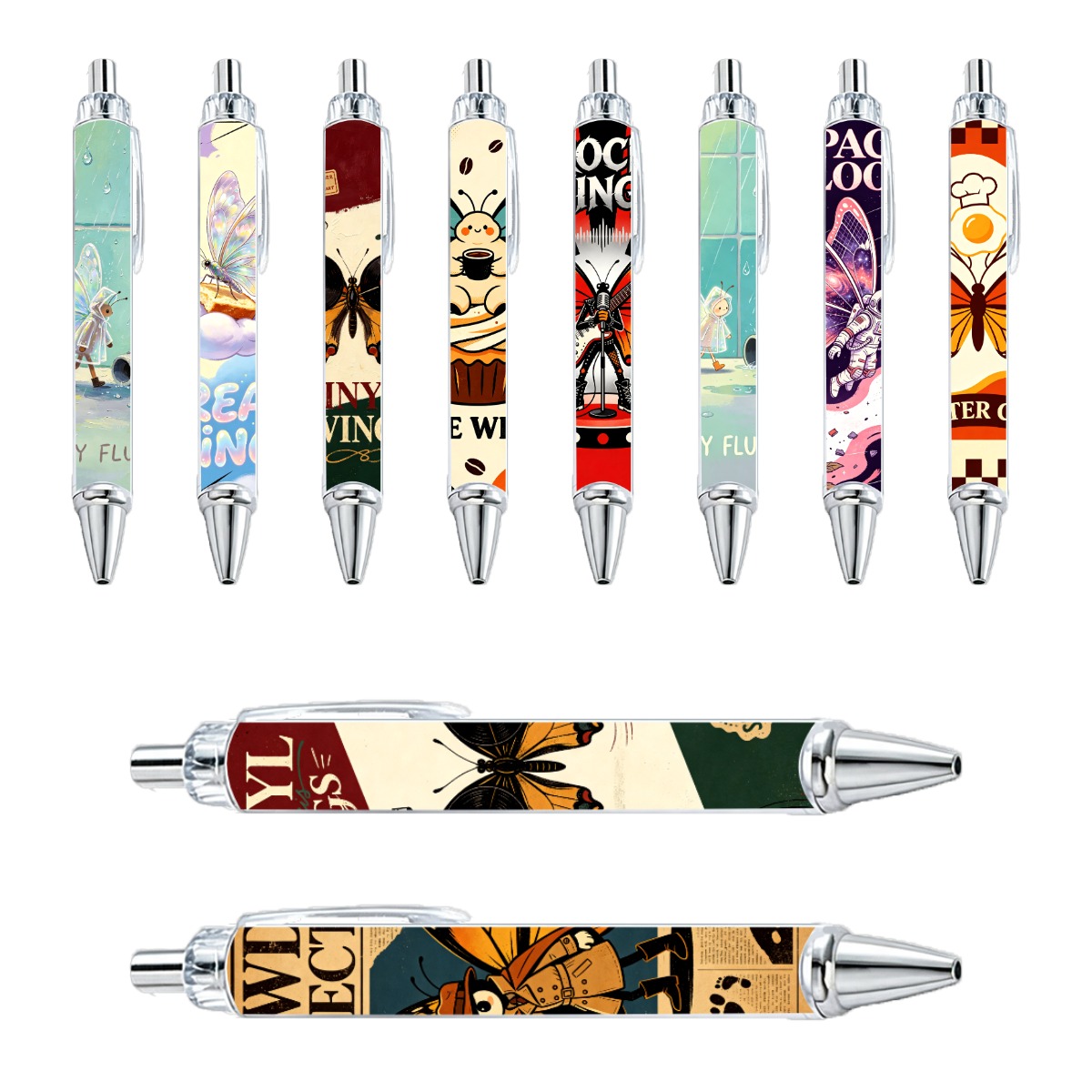 Butterfly Motif Gel Pens - 10-Pack