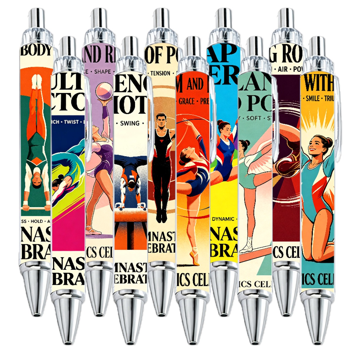 Gymnastics Art Retractable Pens - 10-Pack