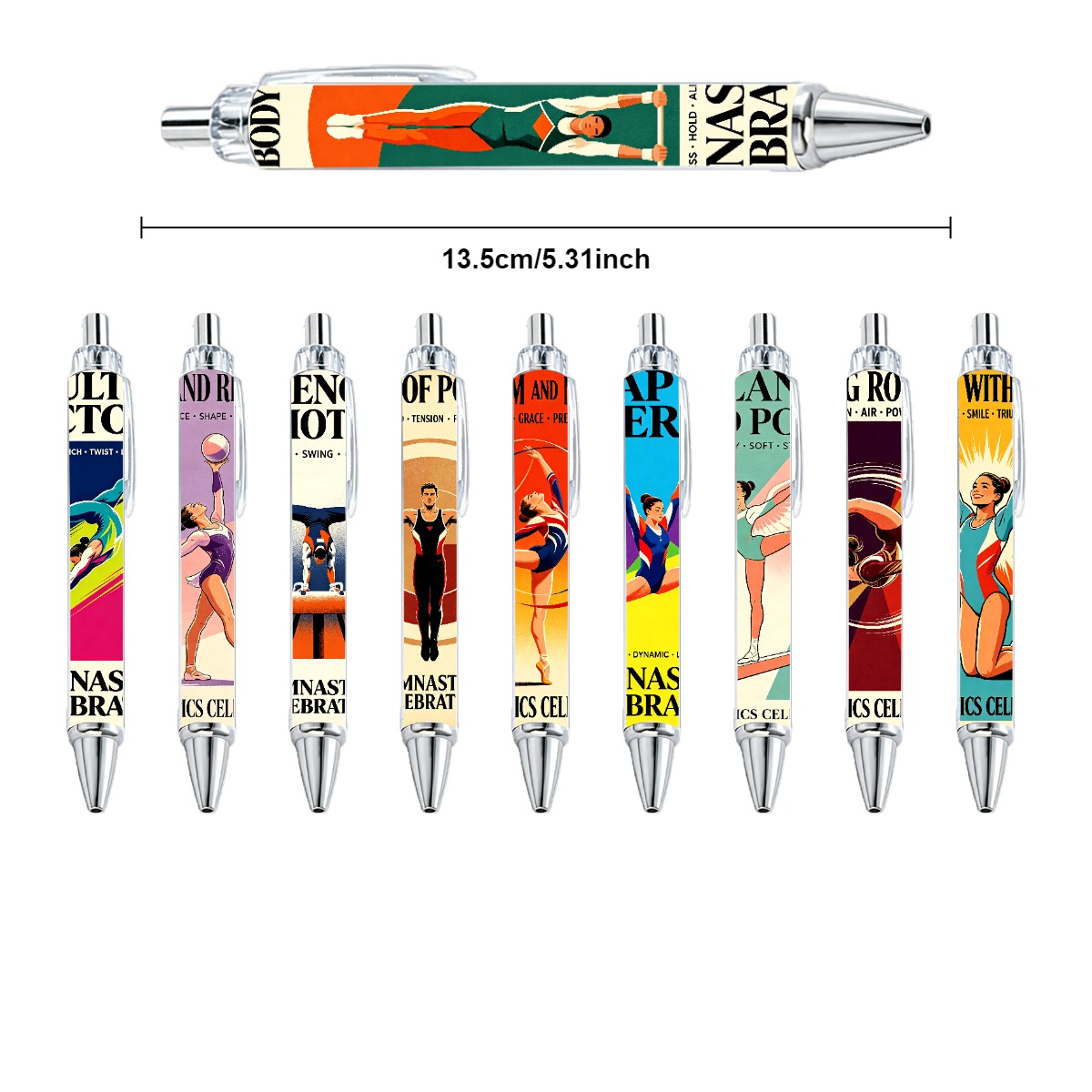 Gymnastics Art Retractable Pens - 10-Pack