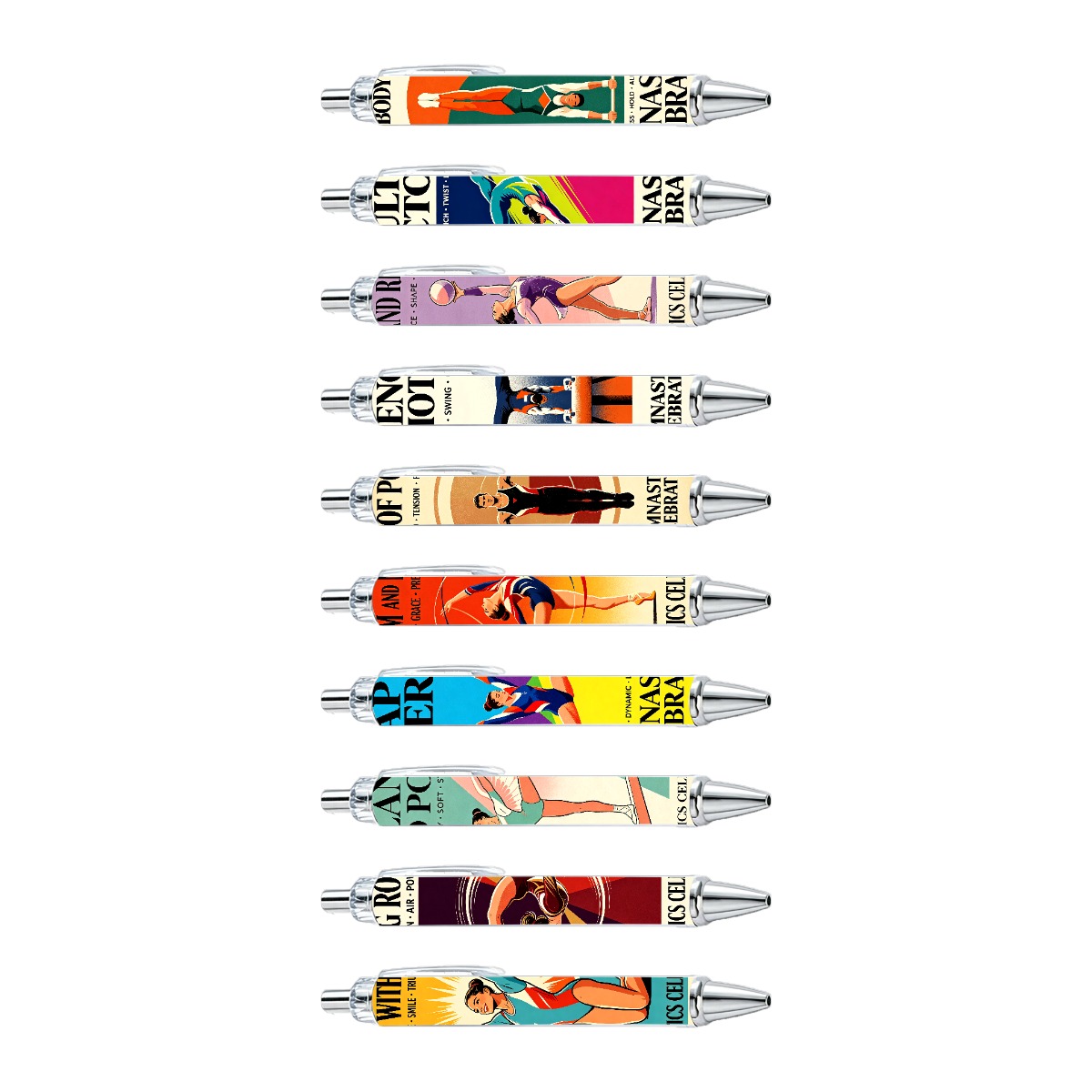 Gymnastics Art Retractable Pens - 10-Pack
