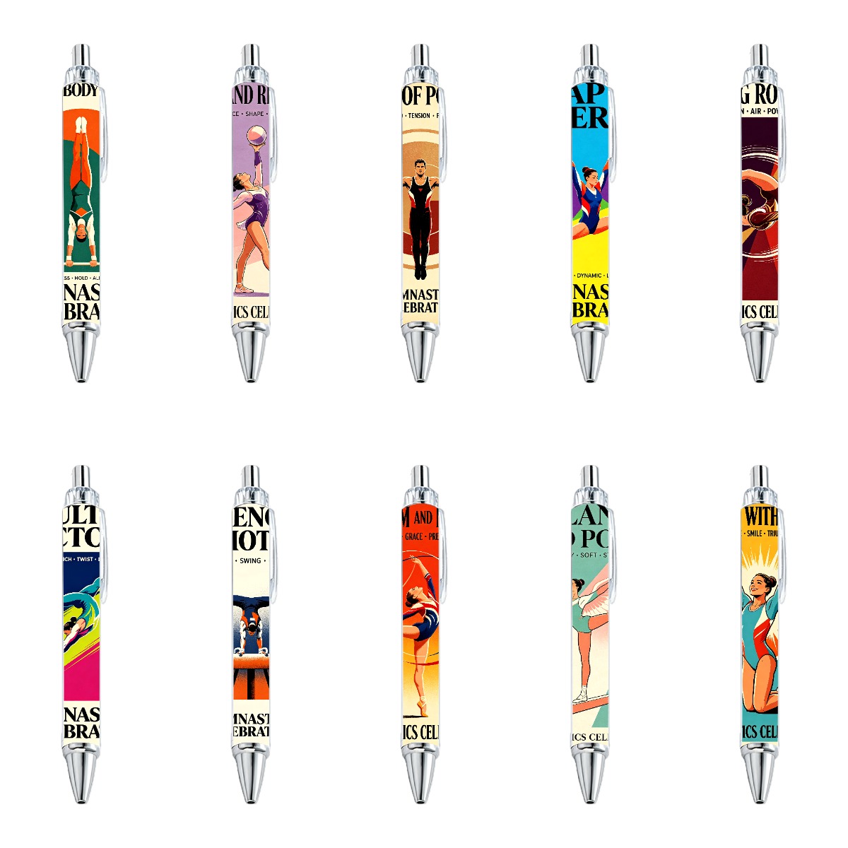 Gymnastics Art Retractable Pens - 10-Pack