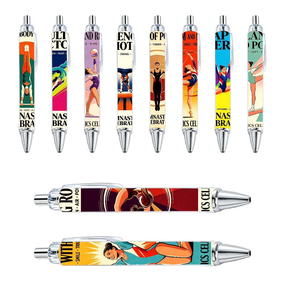 Gymnastics Art Retractable Pens - 10-Pack
