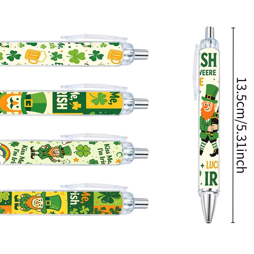 St. Patricks Day Lucky Clover And Leprechaun Ballpoint Pens