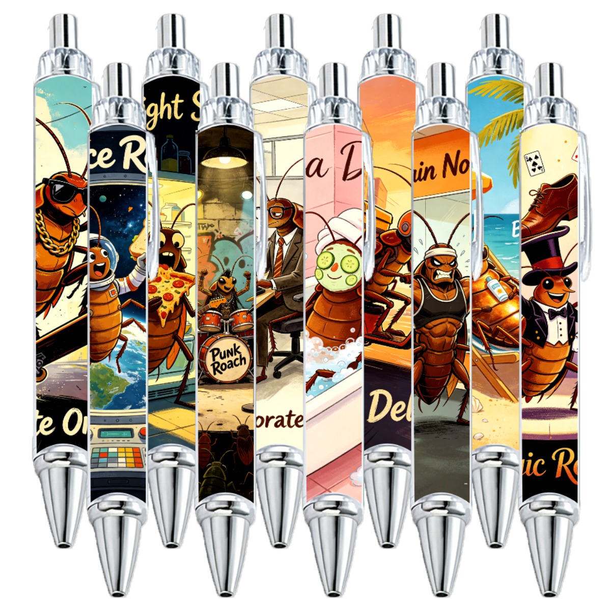 Cockroach Urban Theme Gel Pens - 10-Pack