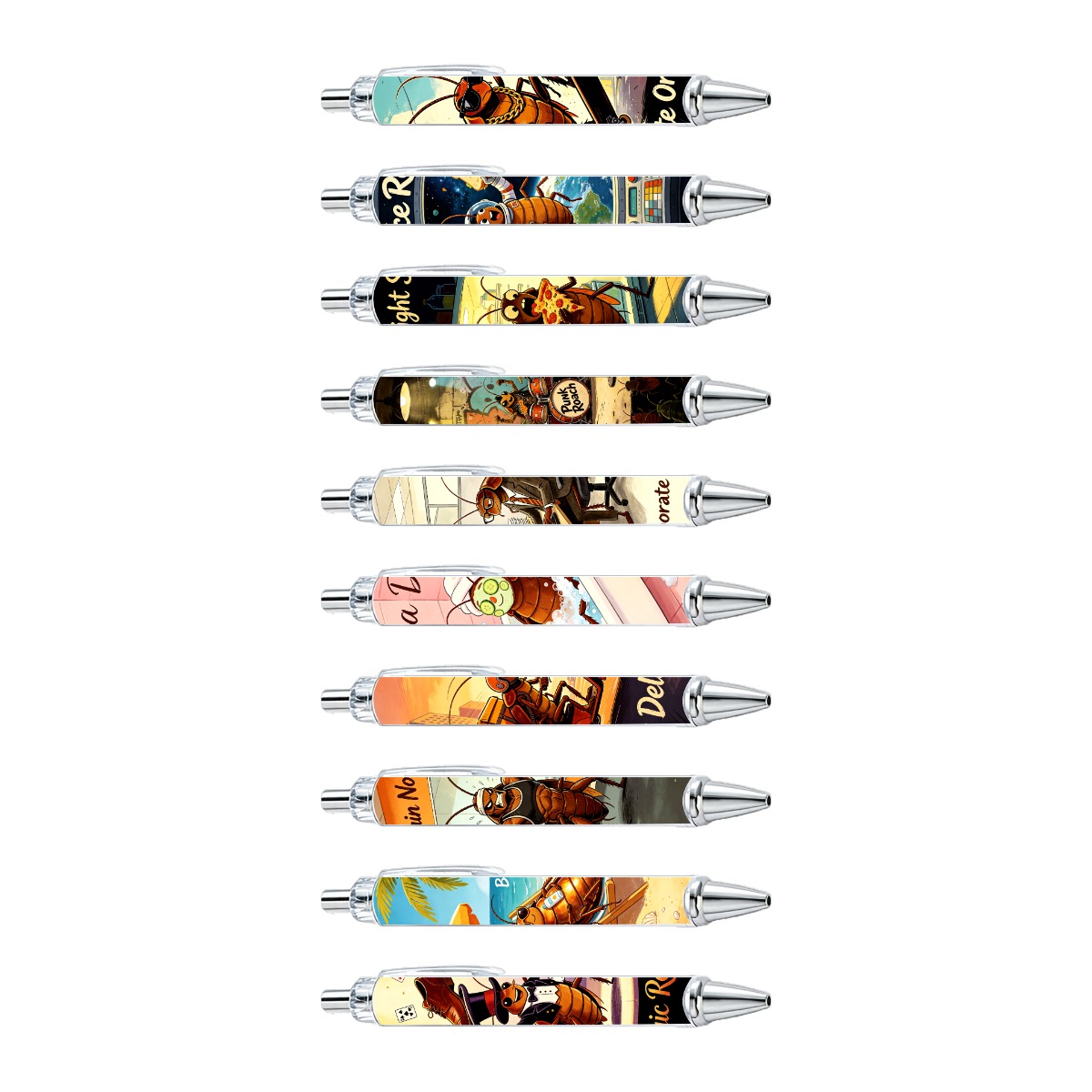 Cockroach Urban Theme Gel Pens - 10-Pack