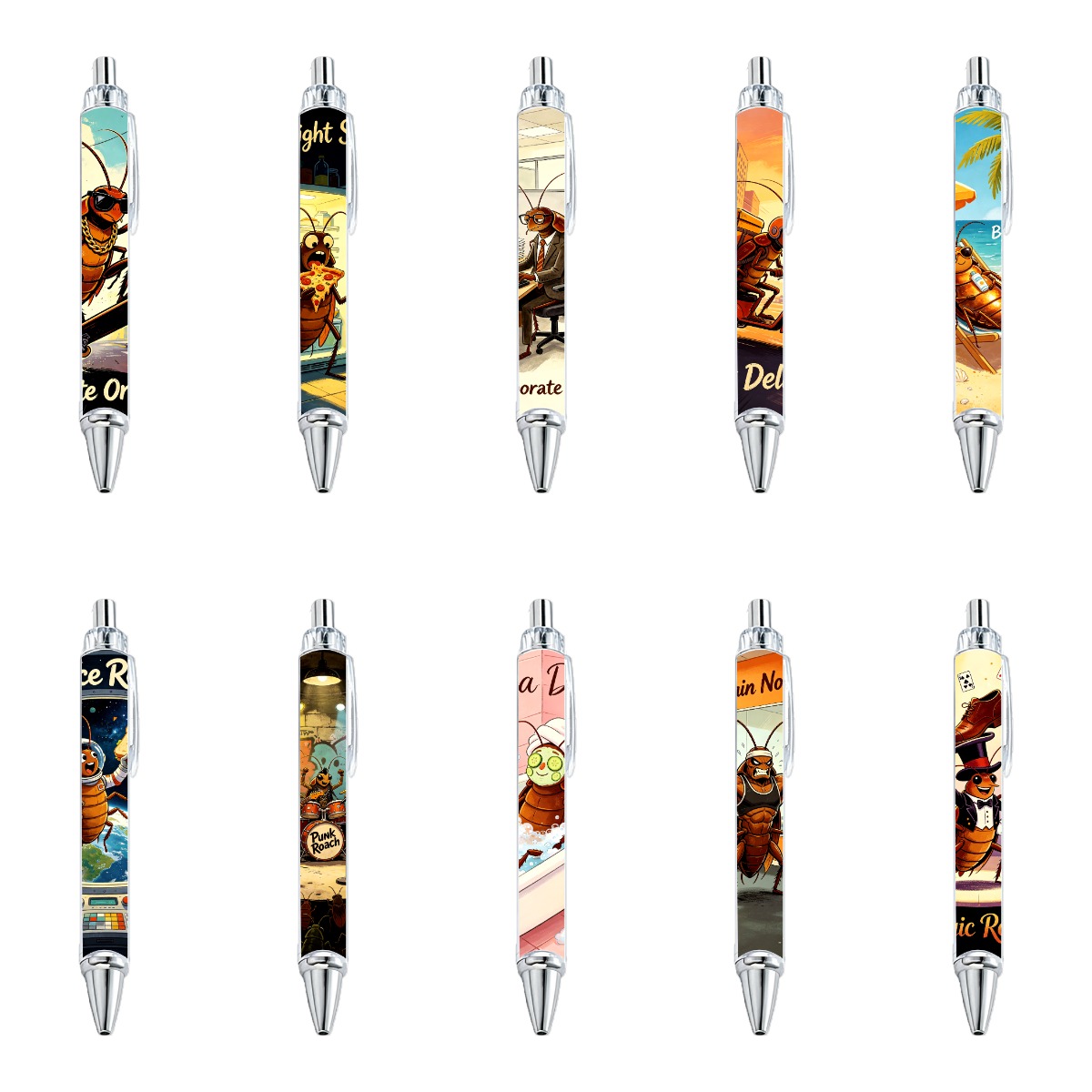 Cockroach Urban Theme Gel Pens - 10-Pack