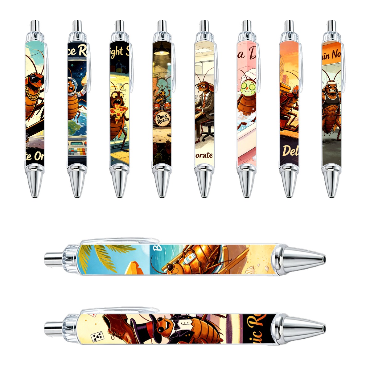 Cockroach Urban Theme Gel Pens - 10-Pack