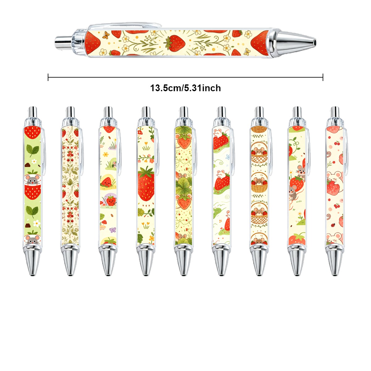 Strawberry And Mouse Gel Pens - 10-Pack