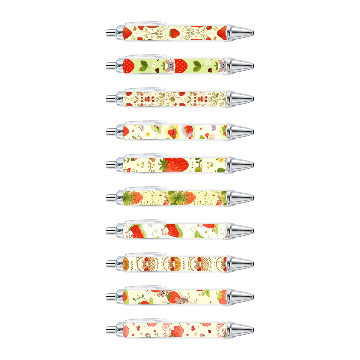 Strawberry And Mouse Gel Pens - 10-Pack